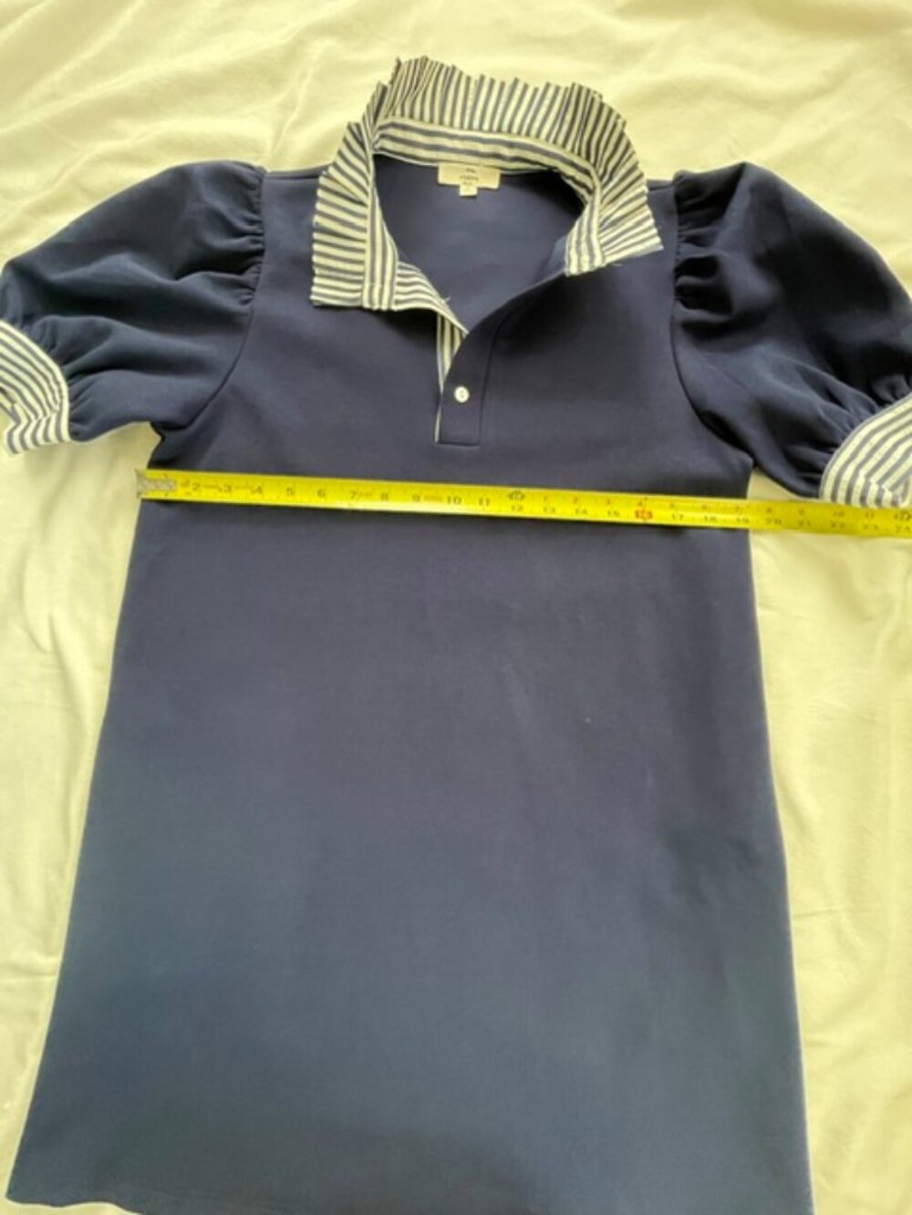 Entro Women's Puff Sleeve Polo Mini Dress, Blue Navy, Size S - Picture 7 of 8